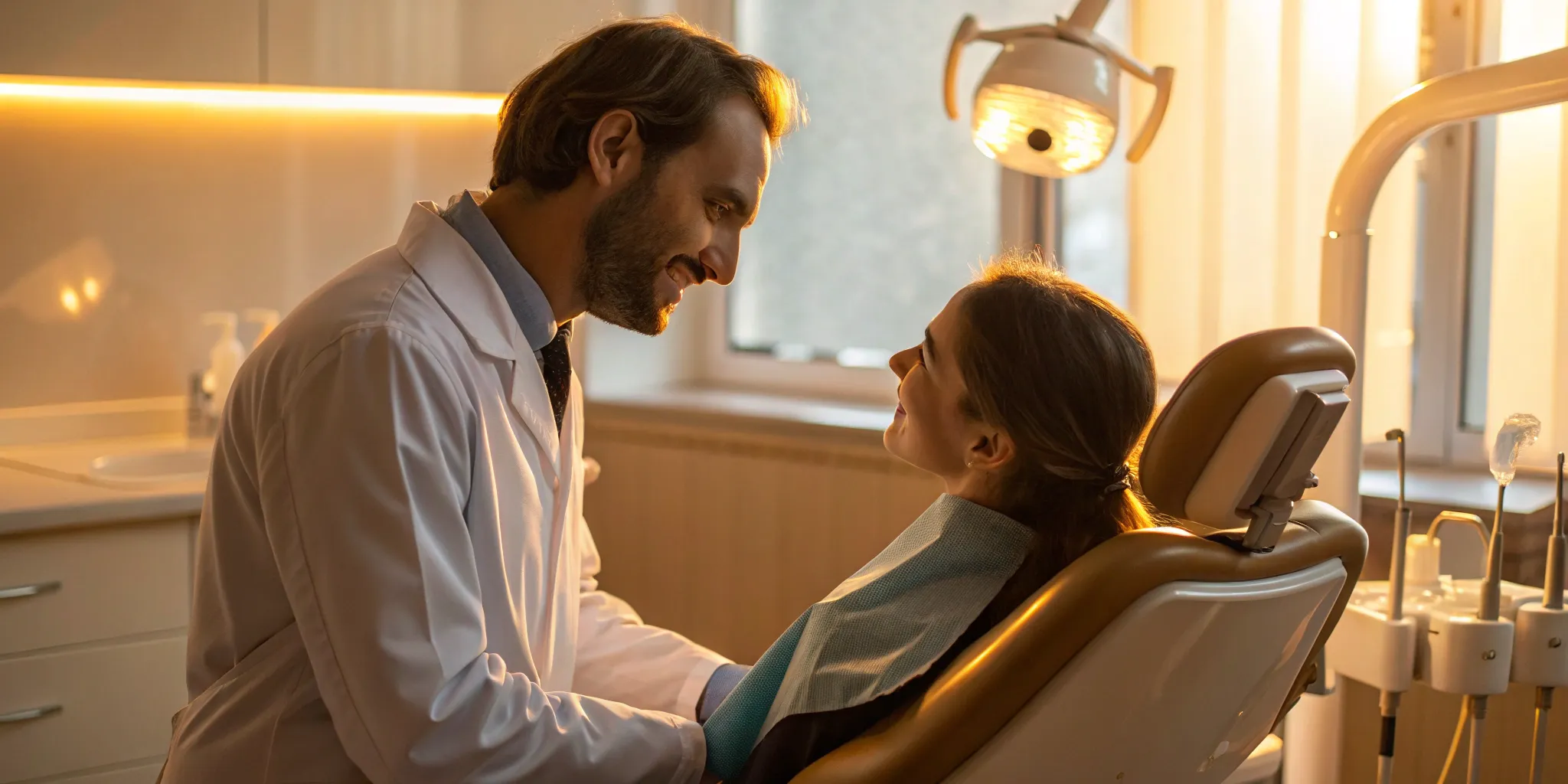 A prosthodontist consulting with a patient about the benefits of choosing dental implants.