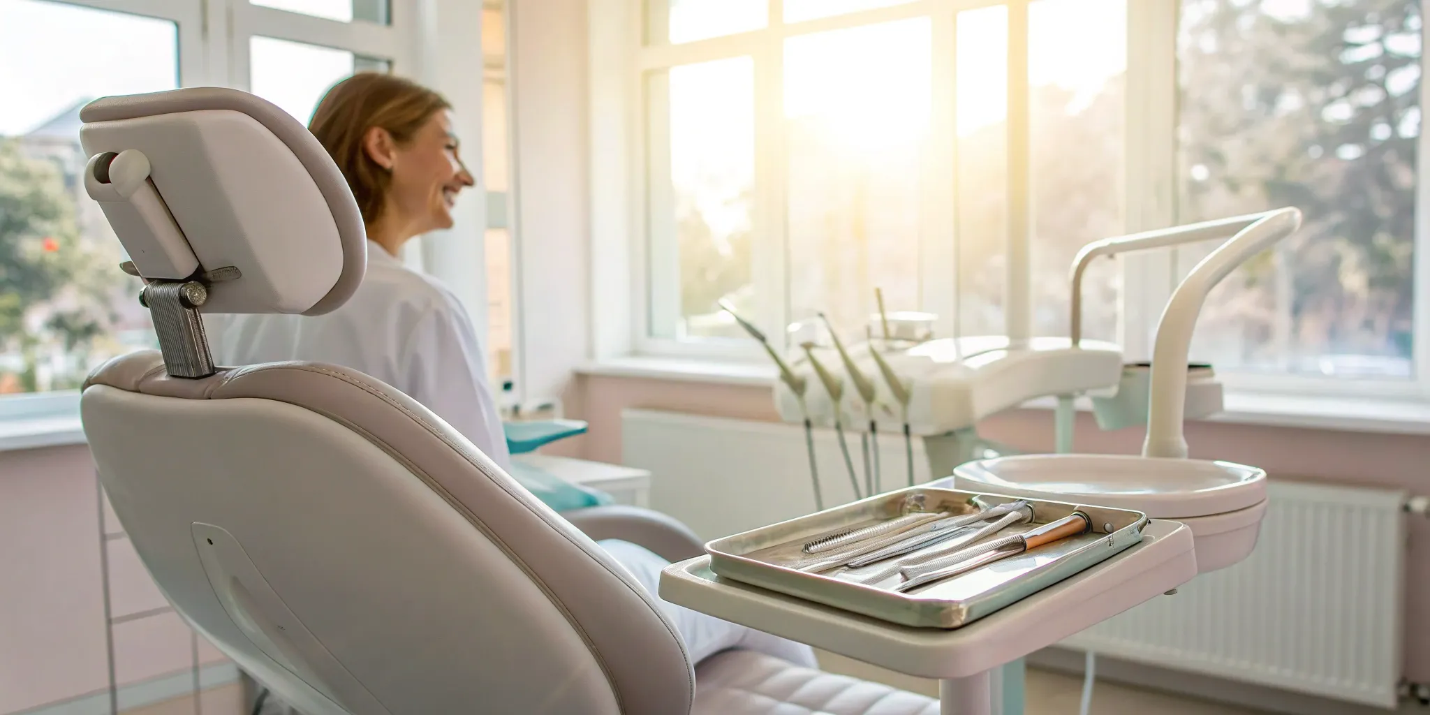 Dental tools prepared for a tooth extraction and bone graft, a factor in the procedure's total cost.