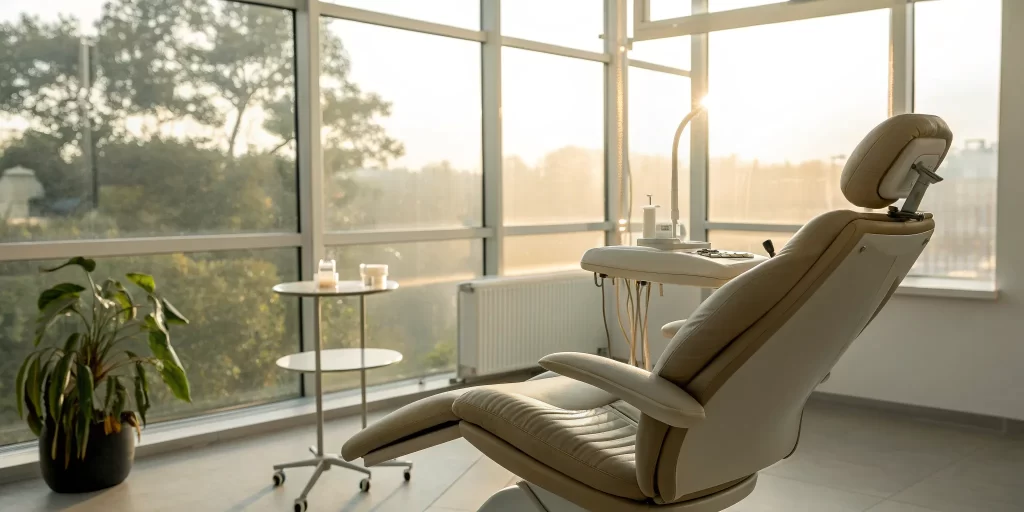 Dental office chair, a setting to discuss what happens when a dental bone graft fails.