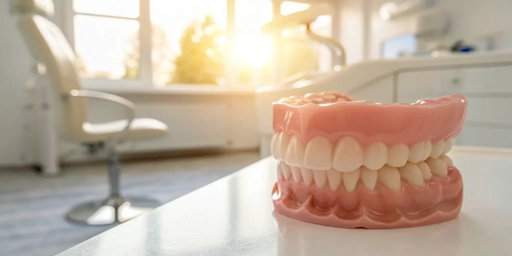 A dental model showing how gums reattach to teeth after a deep cleaning.
