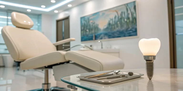 Model of a single dental implant showing the components that determine its cost.