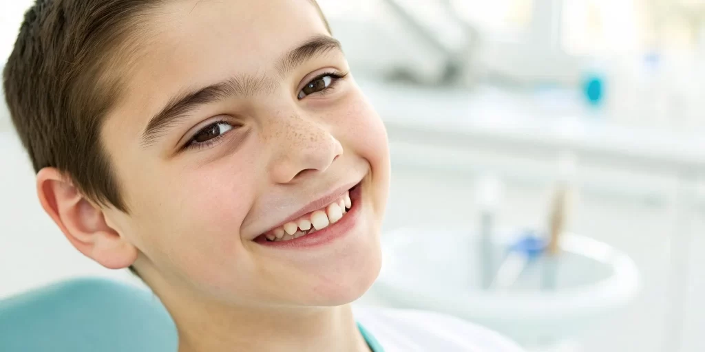 Teenager at the dentist learning the youngest age to get wisdom teeth removed.