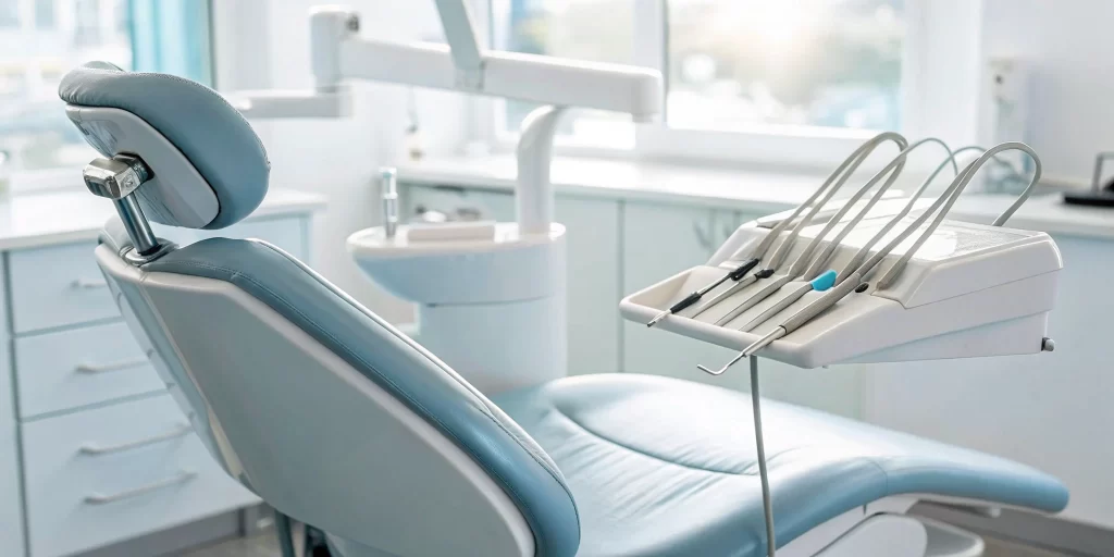 Consultation in a dental clinic about the cost of a full arch implant bridge.