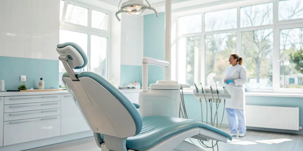 A dental specialist preparing for a full arch dental implants procedure.