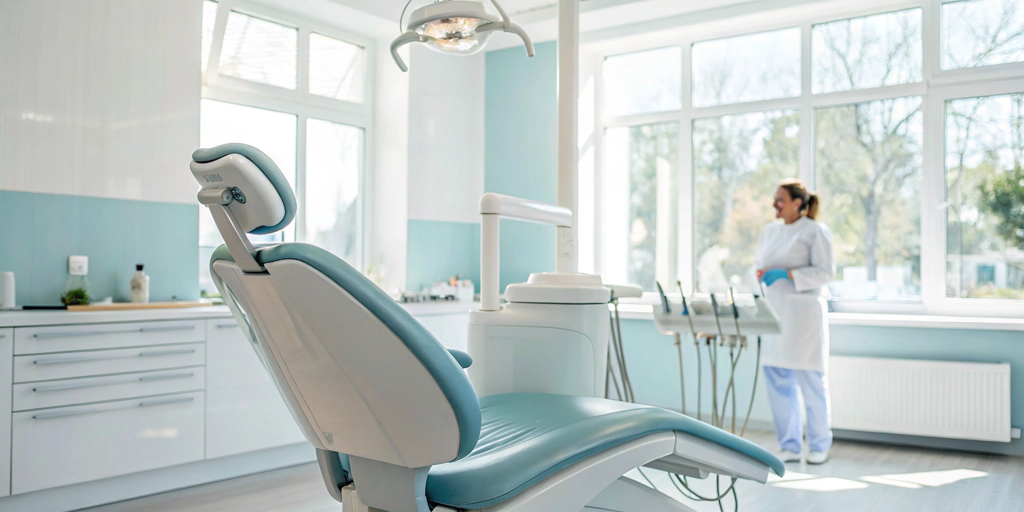 A dental specialist preparing for a full arch dental implants procedure.